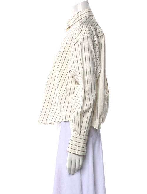 Brunello Cucinelli Striped Long Sleeve Button-Up Top