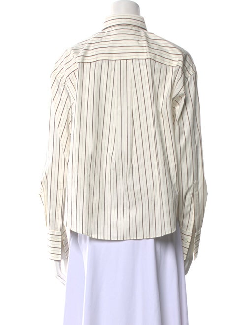 Brunello Cucinelli Striped Long Sleeve Button-Up Top