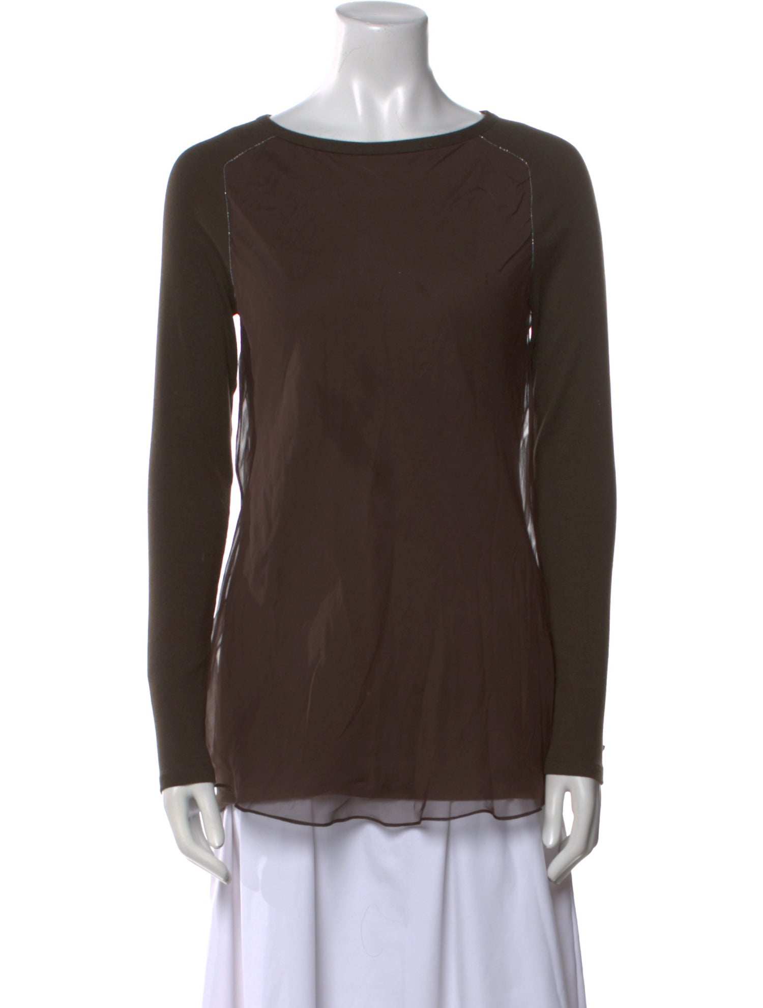 Brunello Cucinelli Bateau Neckline Long Sleeve Top