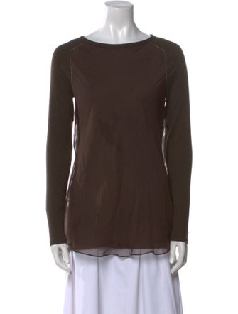 Brunello Cucinelli Bateau Neckline Long Sleeve Top