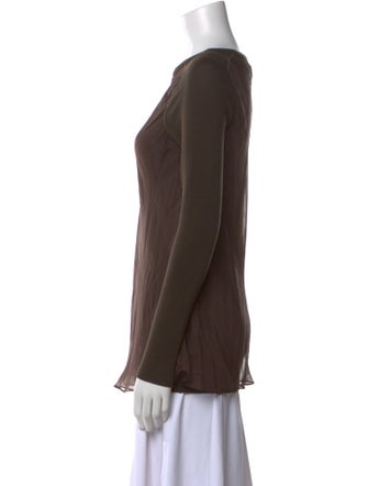 Brunello Cucinelli Bateau Neckline Long Sleeve Top