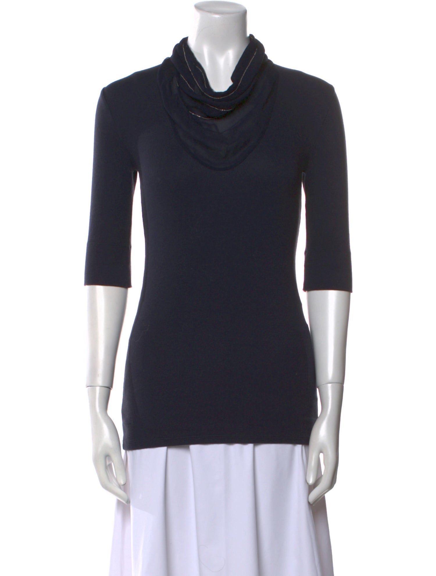 Brunello Cucinelli Silk Cowl Neck Top