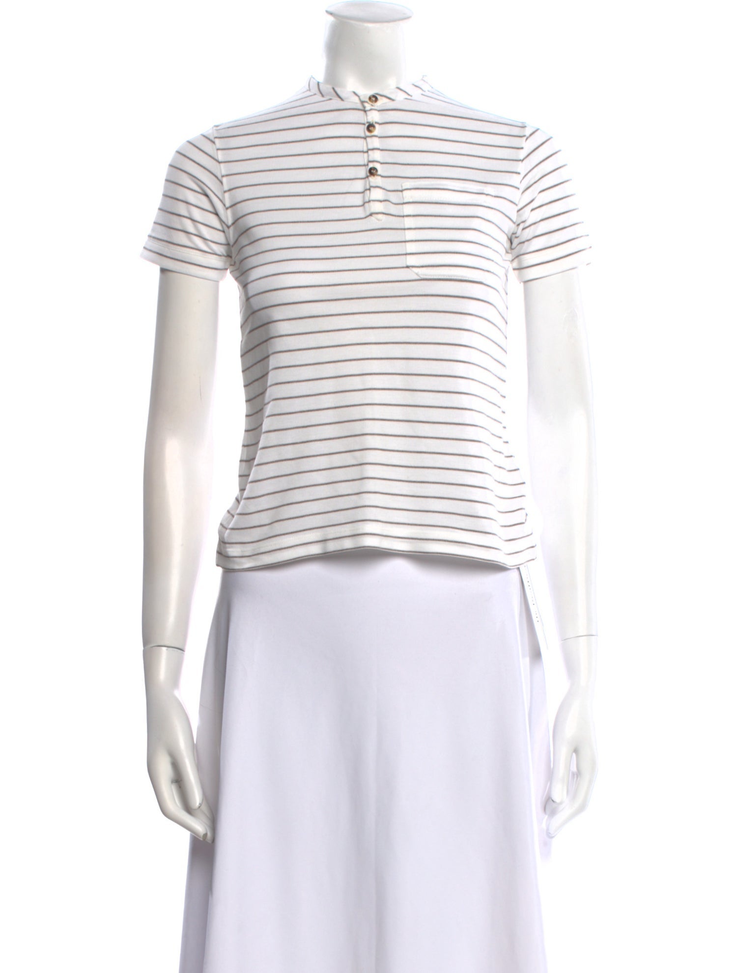 Brunello Cucinelli Striped Crew Neck Crop Top