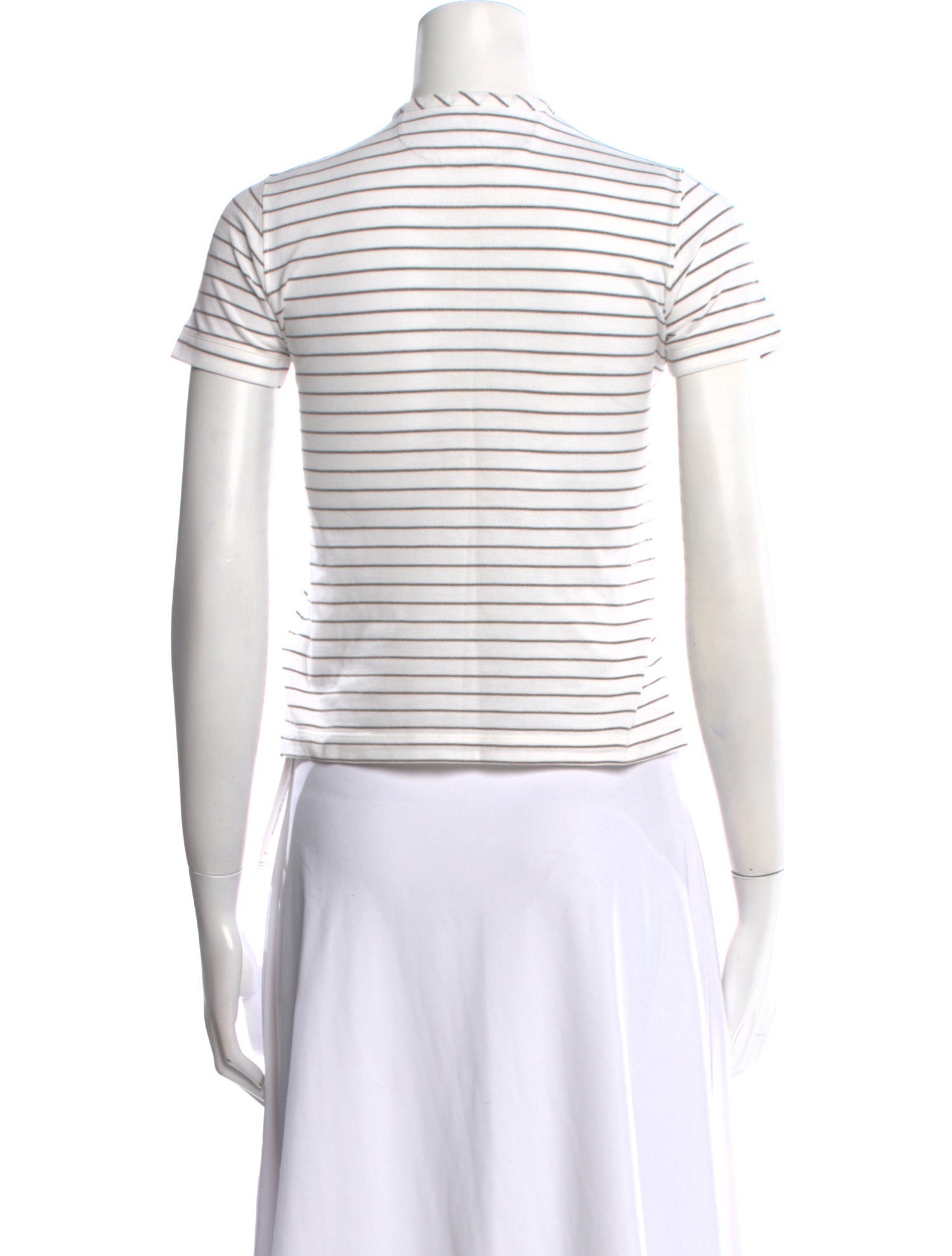 Brunello Cucinelli Striped Crew Neck Crop Top