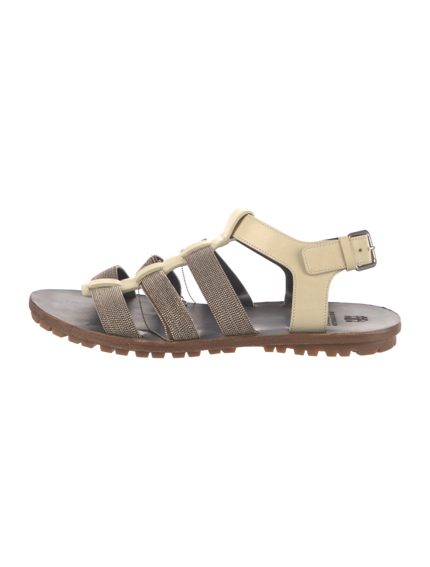 Brunello Cucinelli Monili Leather Gladiator Sandals