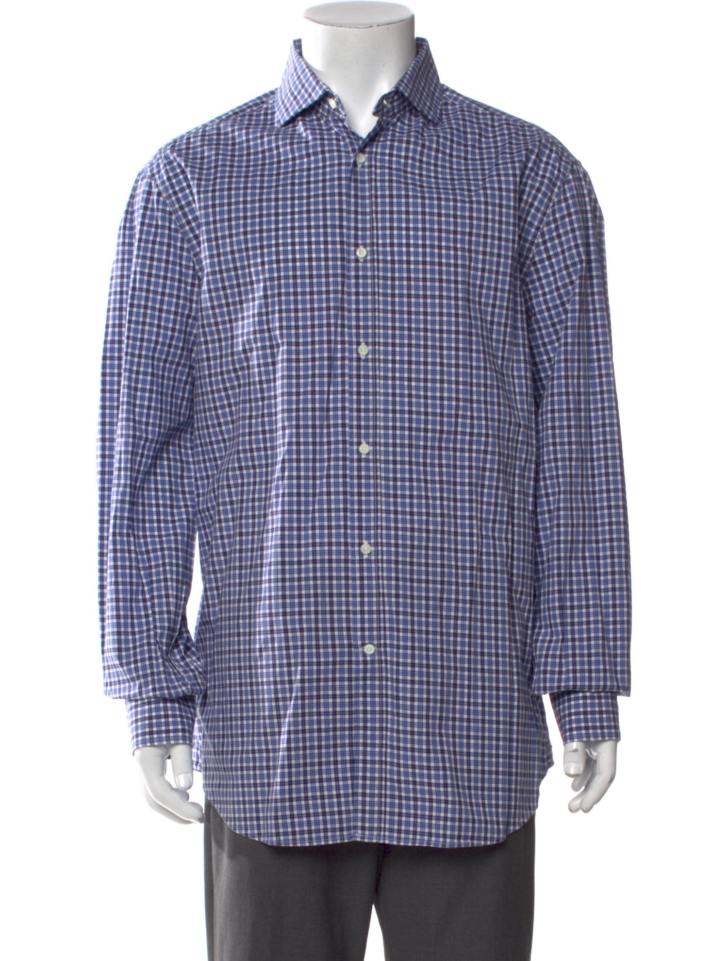 Brunello Cucinelli Plaid Print Long Sleeve Dress Shirt