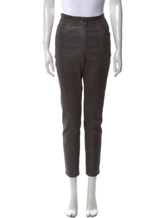 Brunello Cucinelli Leather Straight Leg Pants