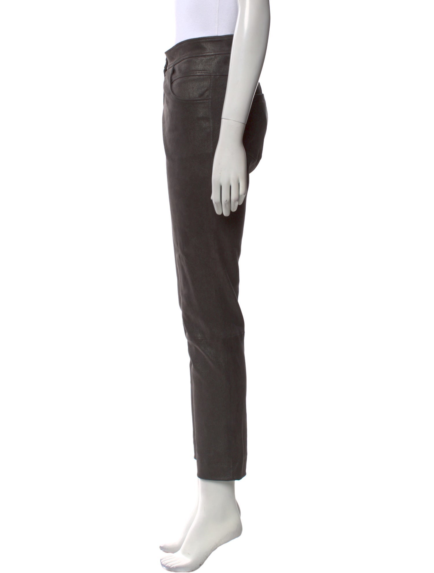 Brunello Cucinelli Leather Straight Leg Pants