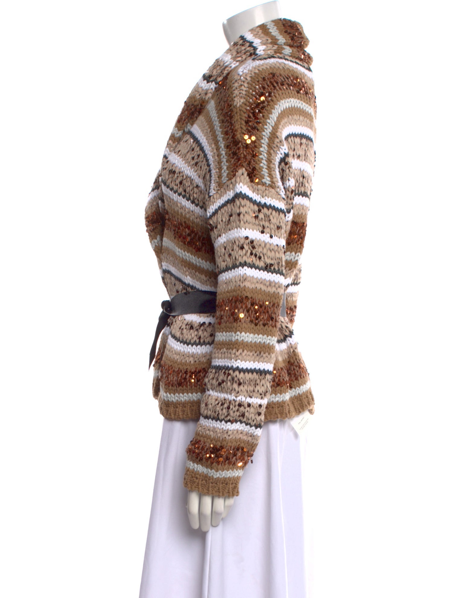 Brunello Cucinelli Striped V-Neck Sweater