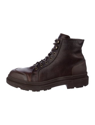 Brunello Cucinelli Leather Combat Boots
