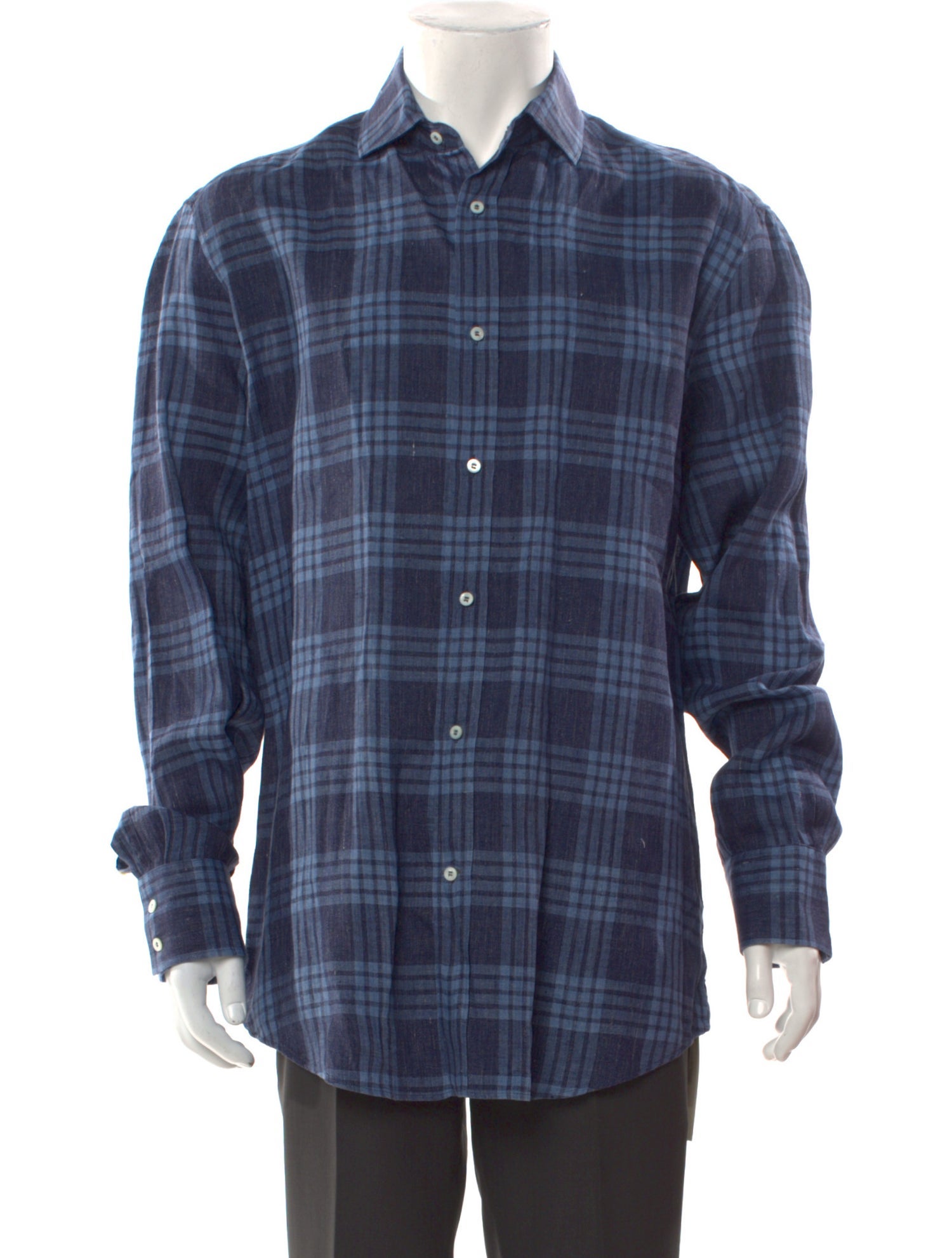 Brunello Cucinelli Linen Plaid Print Shirt