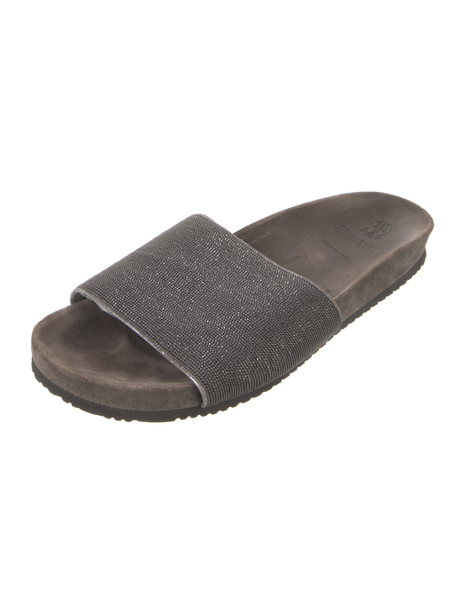 Brunello Cucinelli Monili Suede Slides