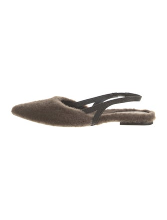 Brunello Cucinelli Monili Shearling Slingback Flats