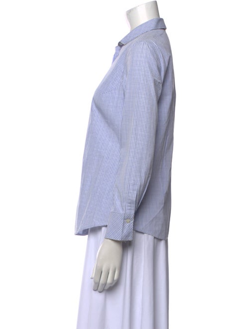 Brunello Cucinelli Plaid Print Three-Quarter Sleeve Button-Up Top