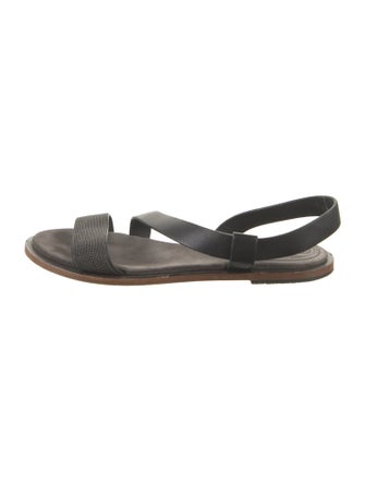 Brunello Cucinelli Monili Leather Slingback Sandals