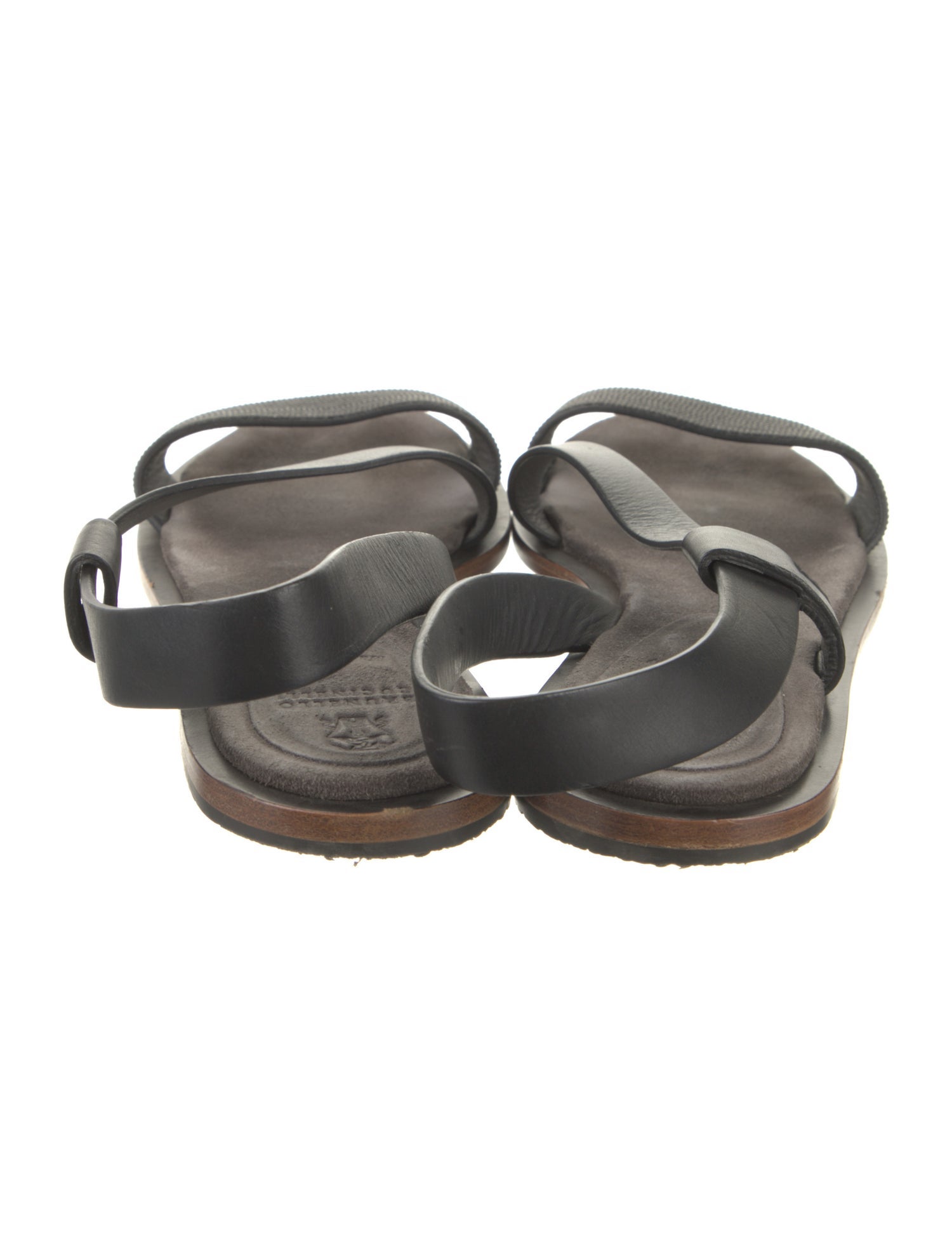 Brunello Cucinelli Monili Leather Slingback Sandals