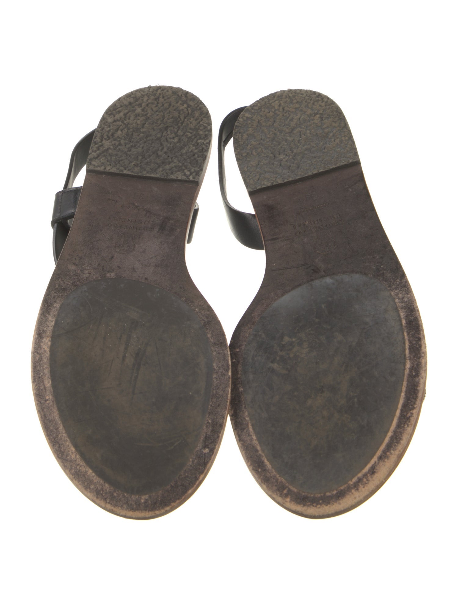 Brunello Cucinelli Monili Leather Slingback Sandals