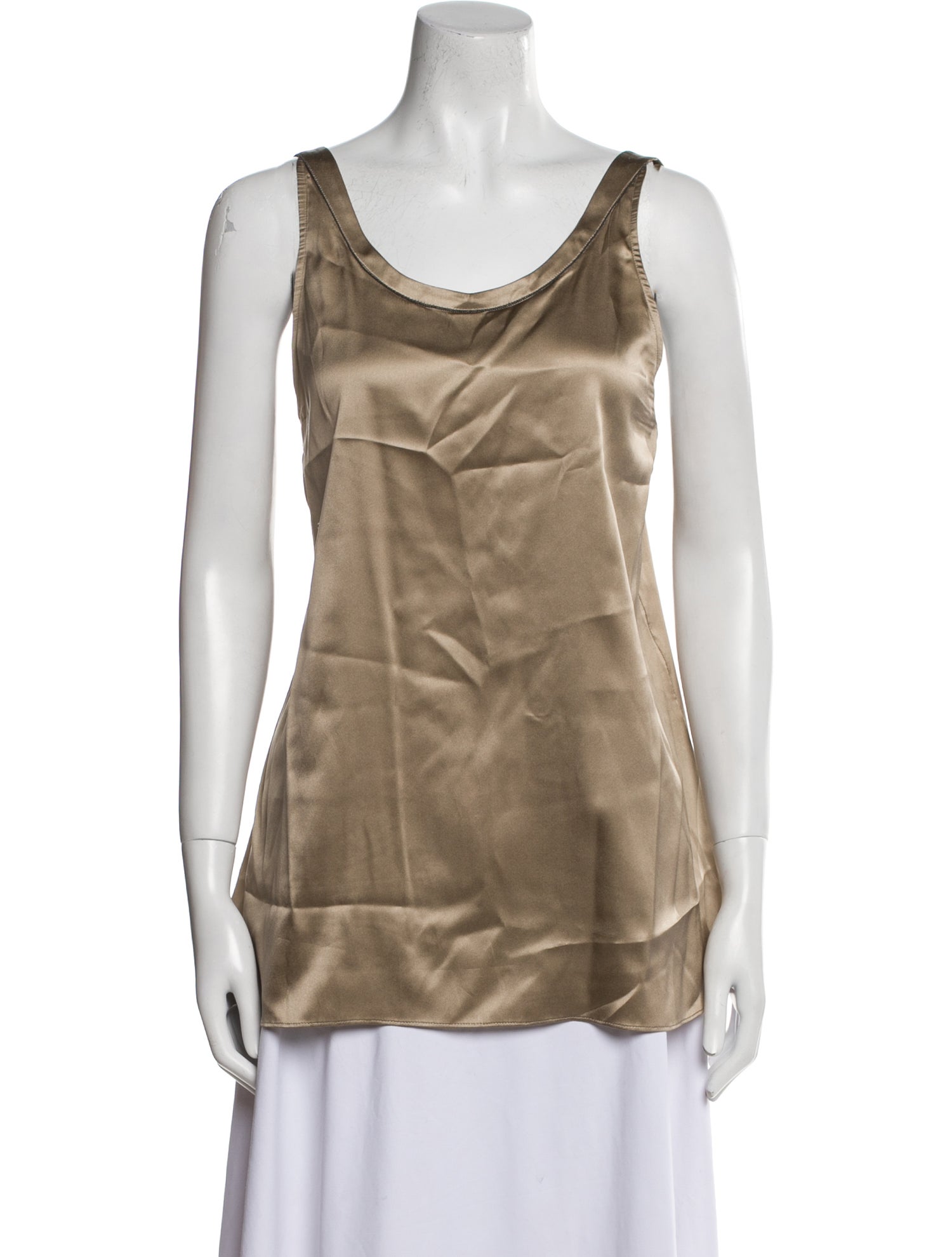 Brunello Cucinelli Silk Scoop Neck Top