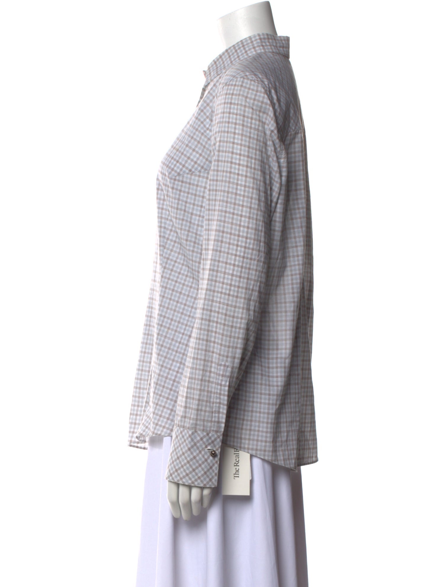 Brunello Cucinelli Plaid Print Long Sleeve Button-Up Top
