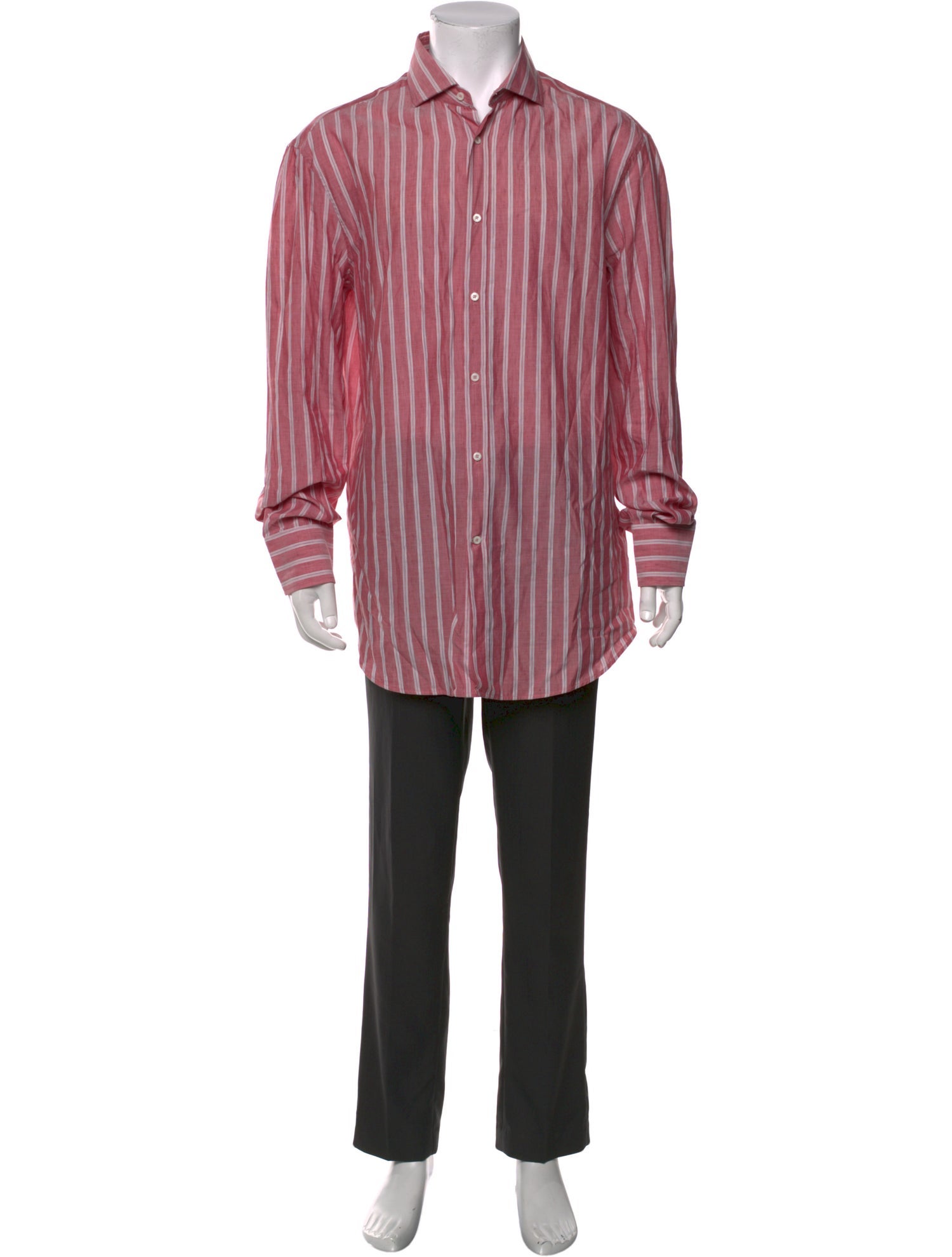 Brunello Cucinelli Striped Long Sleeve Dress Shirt
