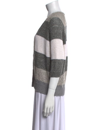 Brunello Cucinelli Striped V-Neck Sweater
