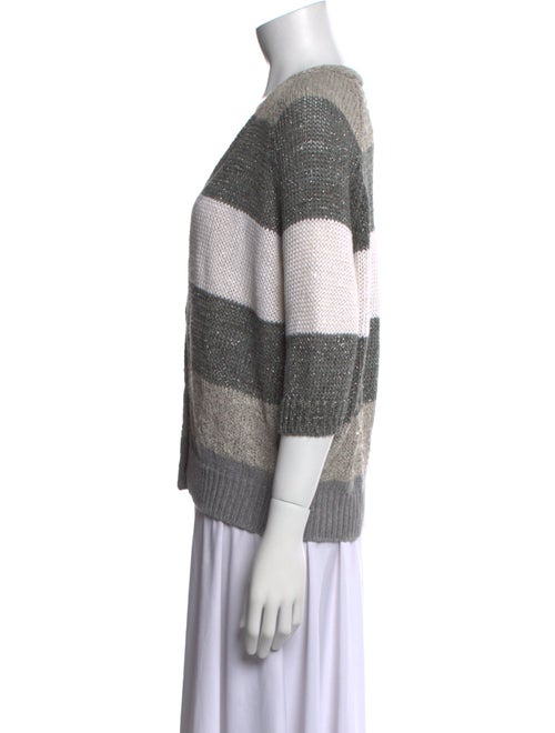 Brunello Cucinelli Striped V-Neck Sweater