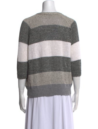 Brunello Cucinelli Striped V-Neck Sweater