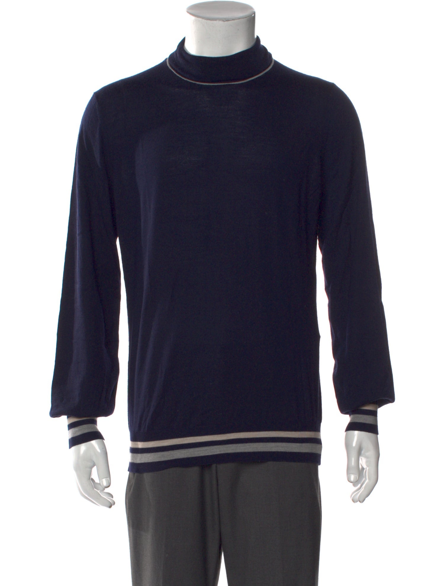 Brunello Cucinelli Striped Mock Neck Pullover