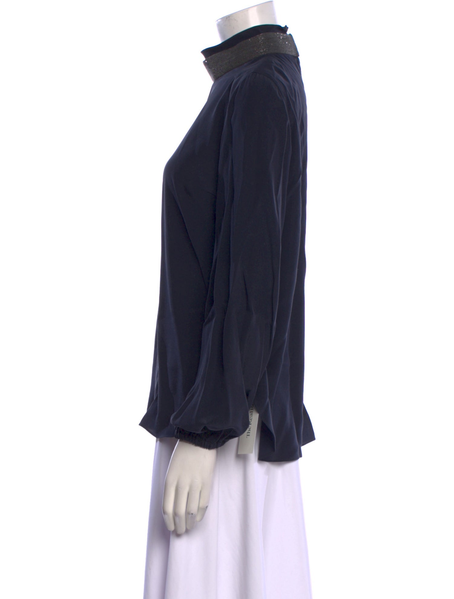 Brunello Cucinelli Silk Mock Neck Blouse