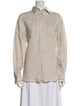 Brunello Cucinelli Linen Long Sleeve Button-Up Top