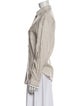 Brunello Cucinelli Linen Long Sleeve Button-Up Top