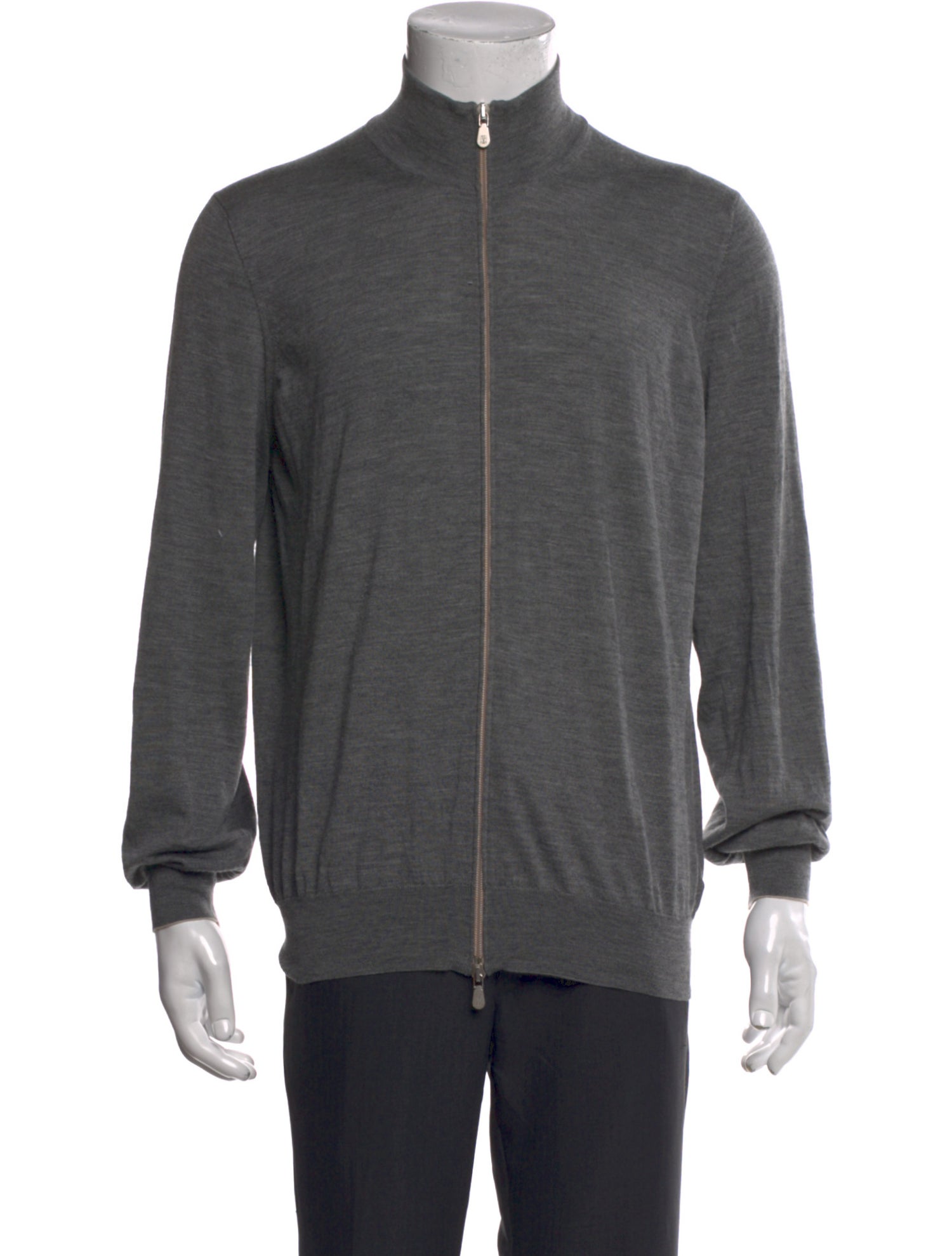 Brunello Cucinelli Virgin Wool Mock Neck Cardigan