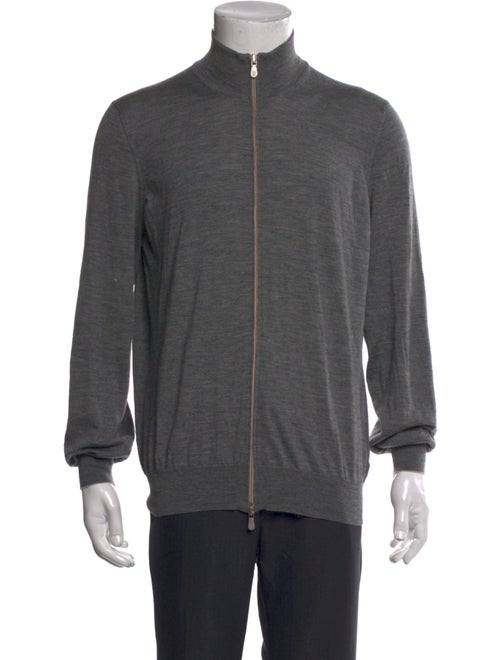 Brunello Cucinelli Virgin Wool Mock Neck Cardigan