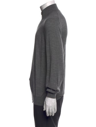 Brunello Cucinelli Virgin Wool Mock Neck Cardigan