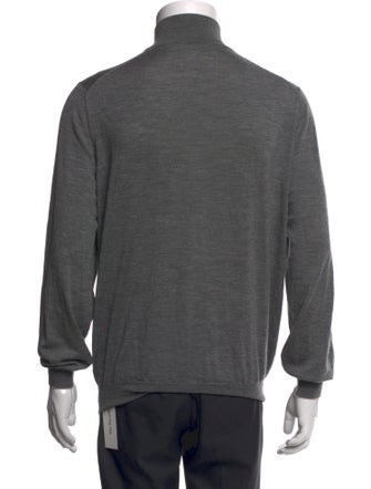 Brunello Cucinelli Virgin Wool Mock Neck Cardigan