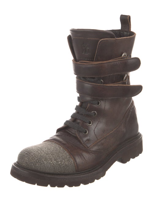 Brunello Cucinelli Monili Leather Combat Boots