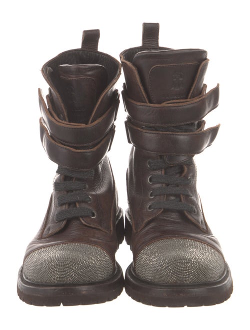 Brunello Cucinelli Monili Leather Combat Boots