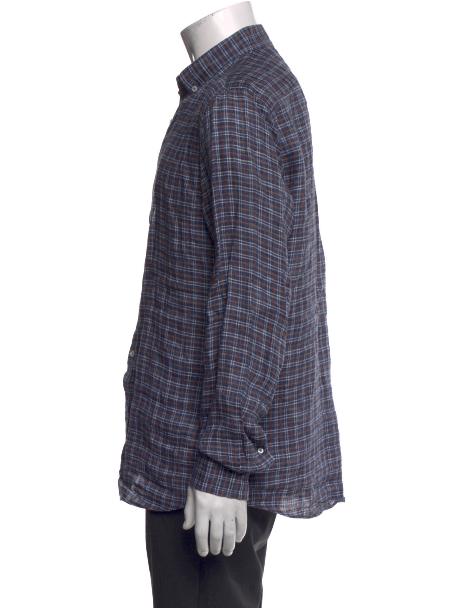 Brunello Cucinelli Linen Plaid Print Shirt