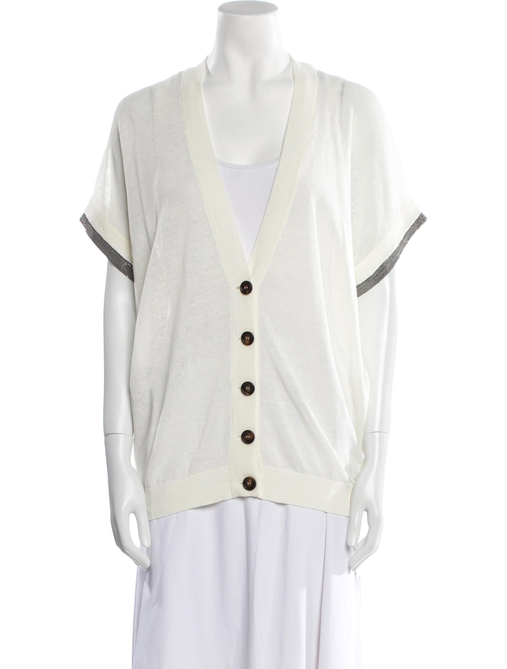 Brunello Cucinelli Linen V-Neck Sweater
