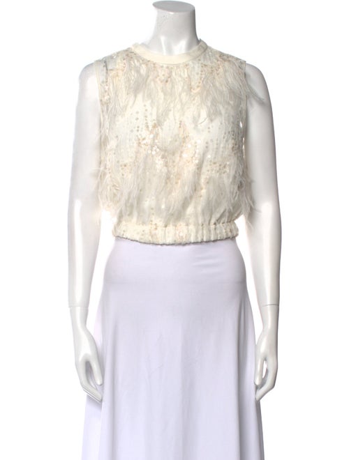 Brunello Cucinelli Crew Neck Sleeveless Crop Top