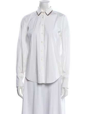 Brunello Cucinelli Long Sleeve Button-Up Top