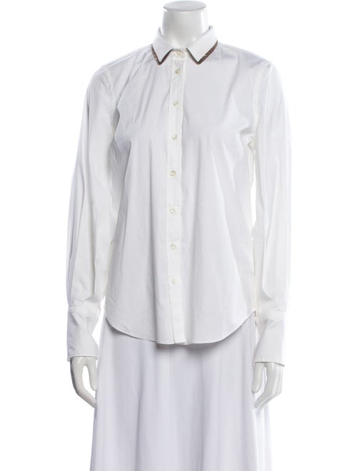 Brunello Cucinelli Long Sleeve Button-Up Top