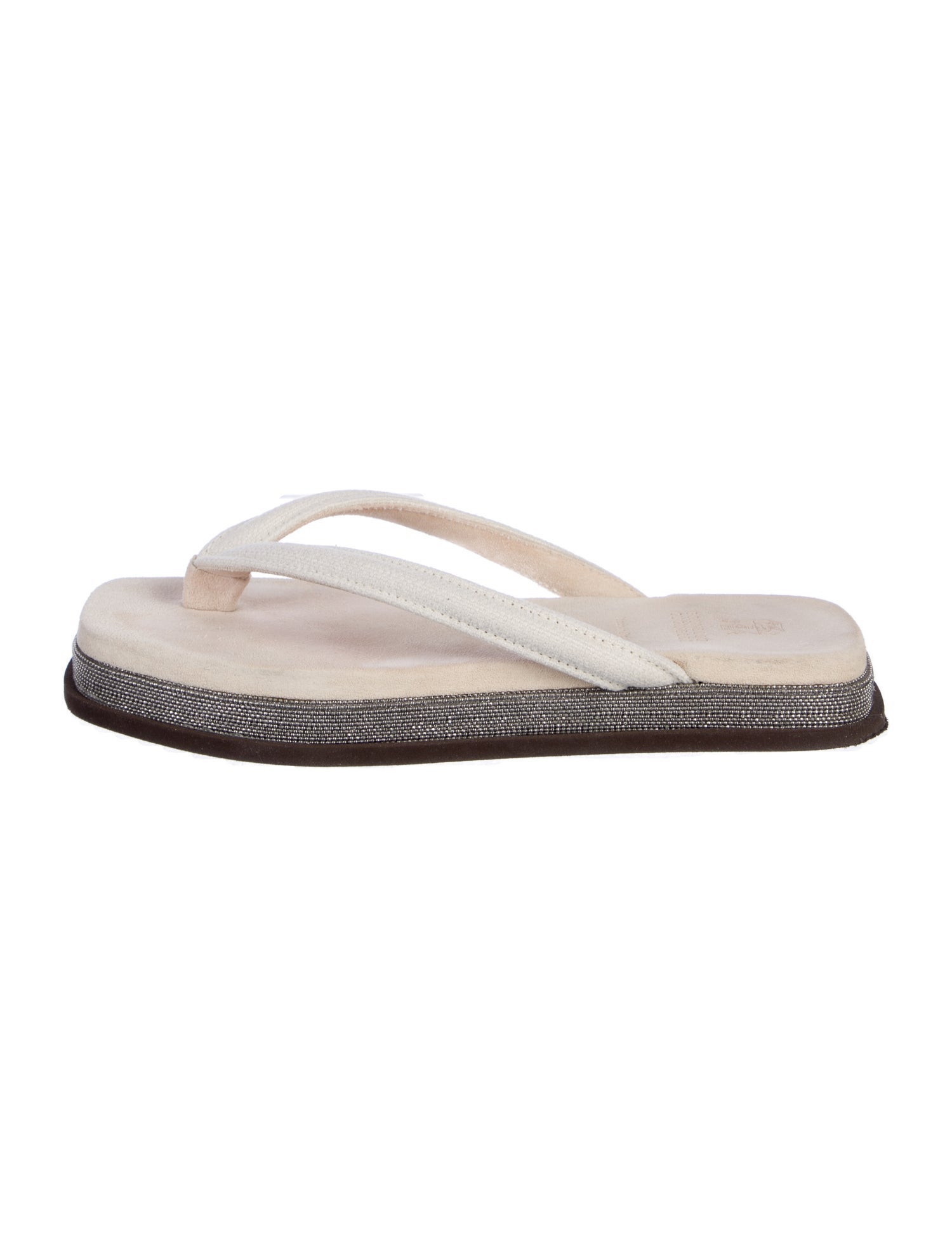Brunello Cucinelli Monili Suede Flip Flops