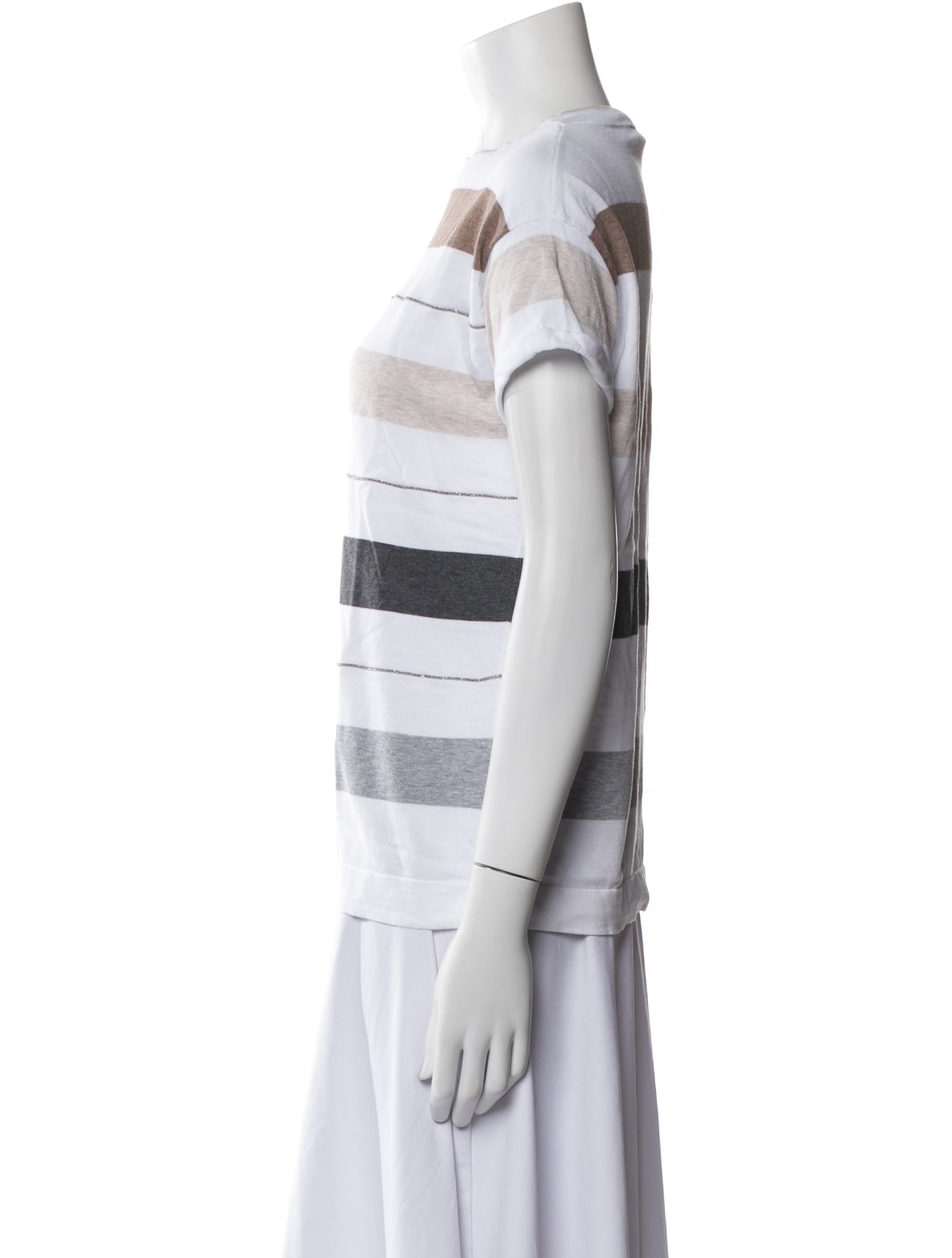 Brunello Cucinelli Striped Scoop Neck Top