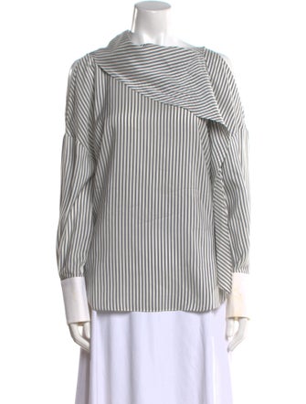 Brunello Cucinelli Silk Striped Top