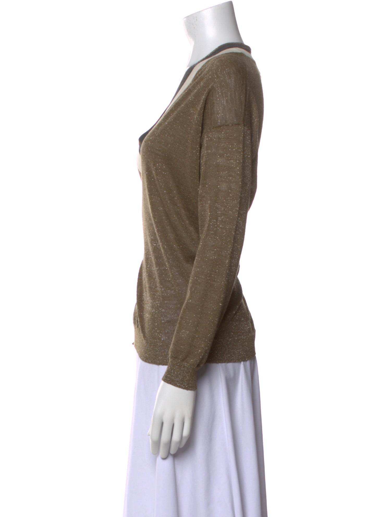 Brunello Cucinelli V-Neck Long Sleeve Top w/ Tags