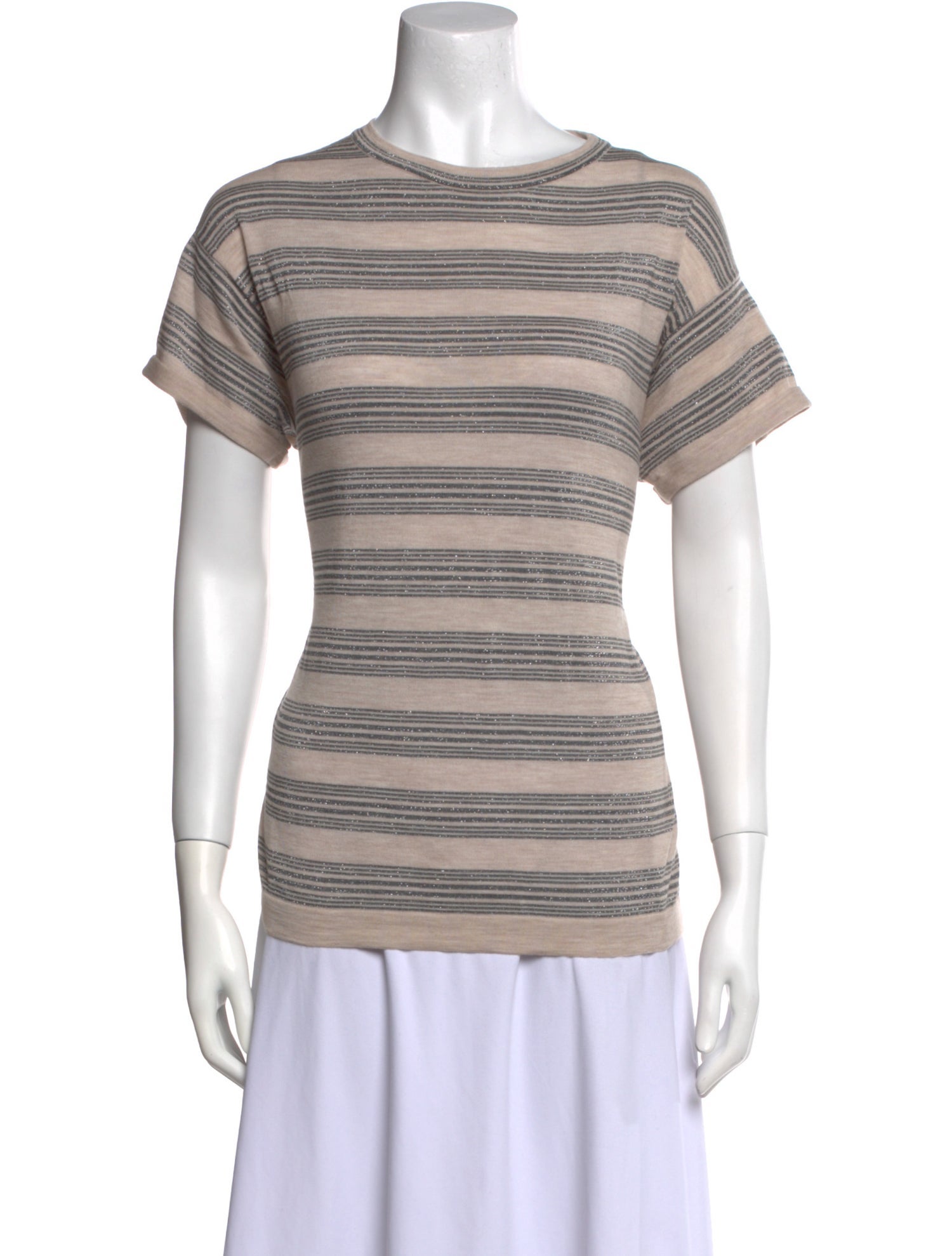 Brunello Cucinelli Virgin Wool Striped T-Shirt w/ Tags