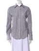 Brunello Cucinelli Striped Long Sleeve Button-Up Top
