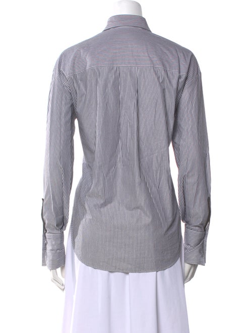 Brunello Cucinelli Striped Long Sleeve Button-Up Top