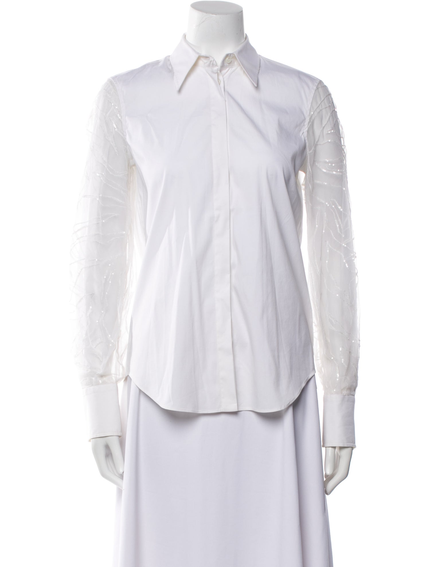 Brunello Cucinelli Long Sleeve Button-Up Top